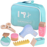 Kadernícka taštička s drevenými doplnkami - modrá